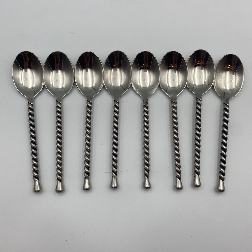 Gourmet Settings Silver Tear Tablespoons Set of 8 Twisted Rope 18/8 Stainless 8"